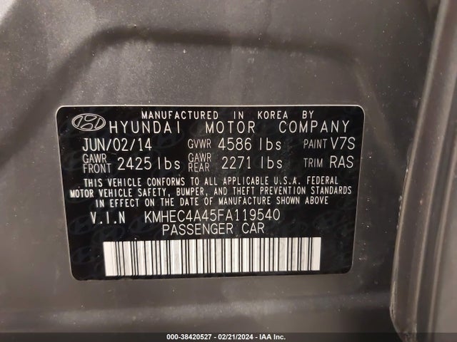Hyundai Sonata Hybrid Limited 2015 KMHEC4A45FA119540 Image 9