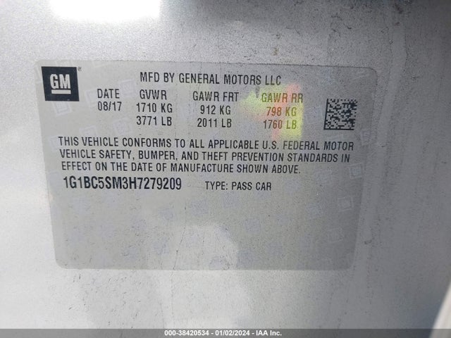 Chevrolet Cruze Ls Auto 2017 1G1BC5SM3H7279209 Image 9