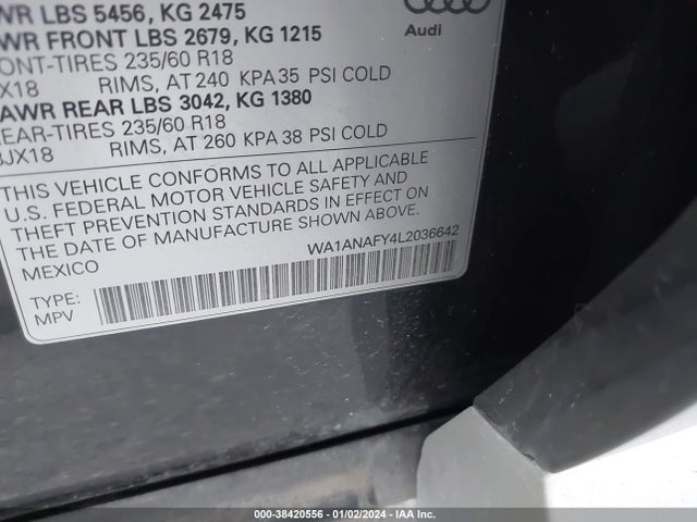 WA1ANAFY4L2036642 Audi Q5 Premium 45 Tfsi Quattro S Tronic