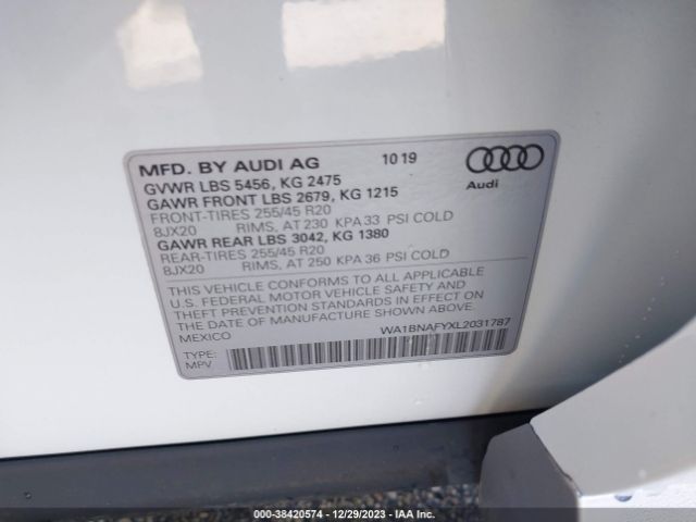 WA1BNAFYXL2031787 Audi Q5 Premium Plus 45 Tfsi Quattro S Tronic