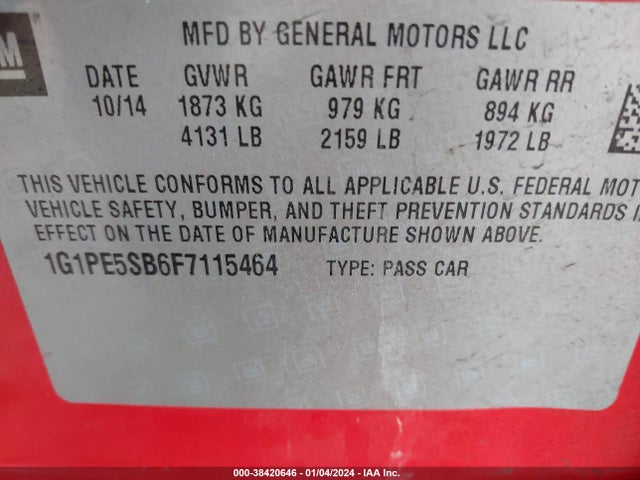 Chevrolet Cruze 2lt Auto 2015 1G1PE5SB6F7115464 Image 9