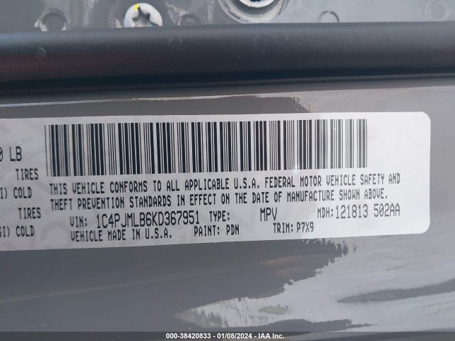 1C4PJMLB6KD367951 Jeep Cherokee Latitude Plus 4x4