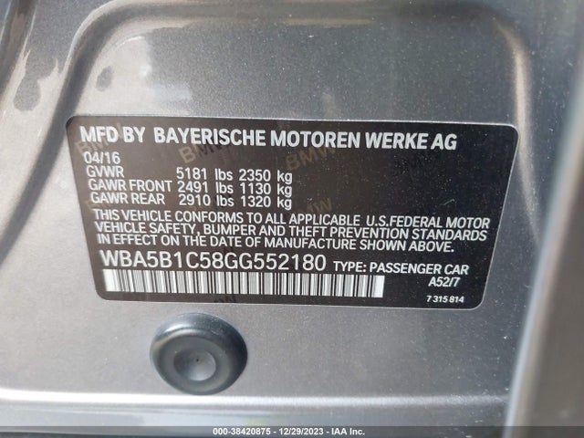 BMW 535i 2016 WBA5B1C58GG552180 Image 9