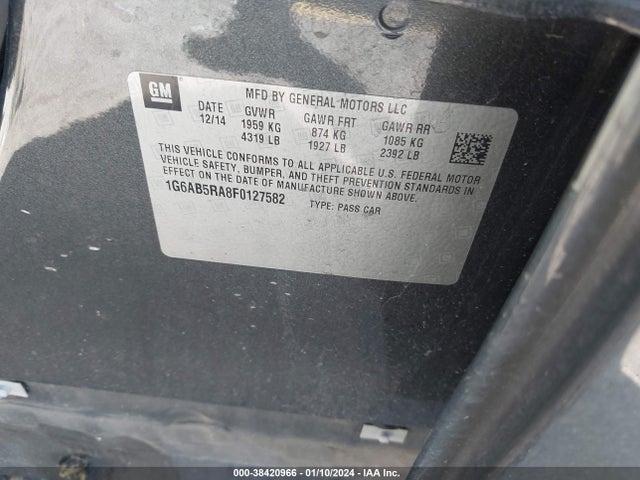 Cadillac ATS LUXURY 2015 1G6AB5RA8F0127582 Image 9