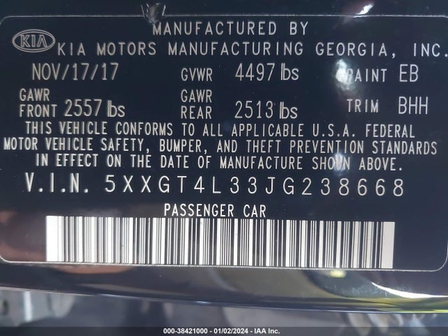 KIA Optima Lx 2018 5XXGT4L33JG238668 Image 9