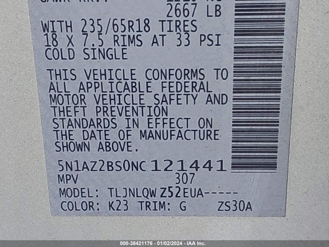 Nissan Murano Sv Intelligent Awd 2022 5N1AZ2BS0NC121441 Image 9