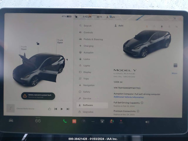 7SAYGDEE8PF907703 Tesla Model Y Awd/long Range Dual Motor All-wheel Drive