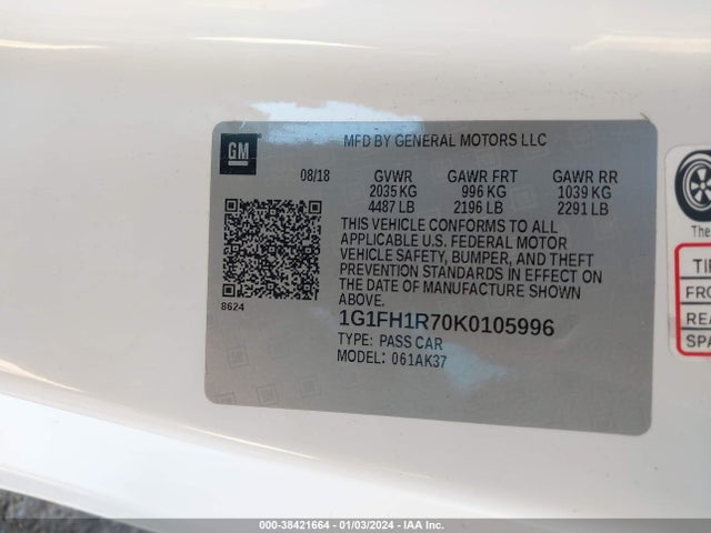 Chevrolet CAMARO 2SS 2019 1G1FH1R70K0105996 Image 9