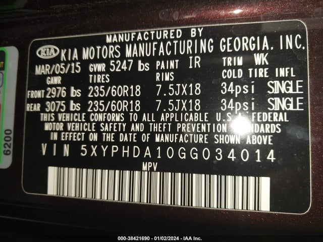 KIA Sorento 2.0t Ex 2016 5XYPHDA10GG034014 Image 9