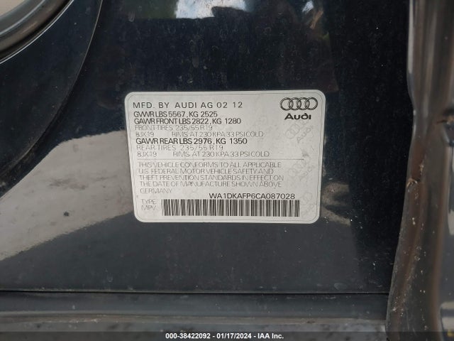 2012 AUDI Q5 WA1DKAFP6CA087028 Photo 8