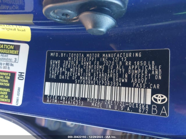 Toyota Corolla S Premium 2014 5YFBURHE1EP063994 Image 9