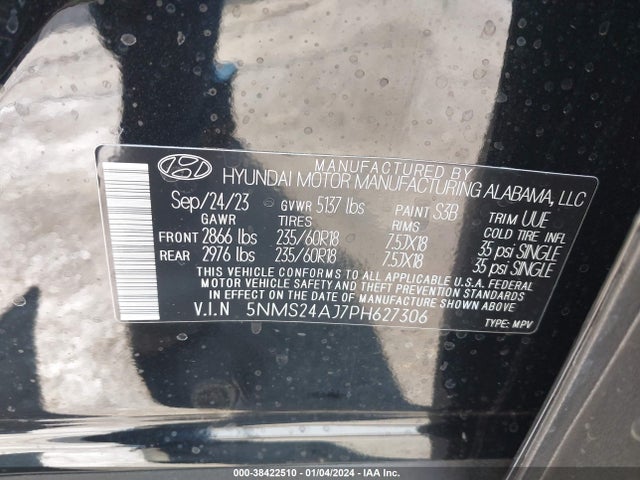 Hyundai Santa Fe Sel 2023 5NMS24AJ7PH627306 Image 9
