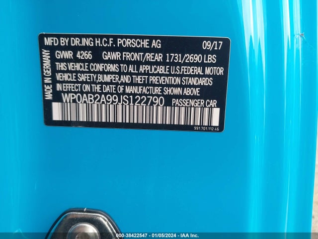 2018 PORSCHE 911 WP0AB2A99JS122790 Photo 8