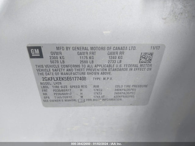 GMC Terrain Slt-1 2014 2GKFLXEK5E6177408 Image 9
