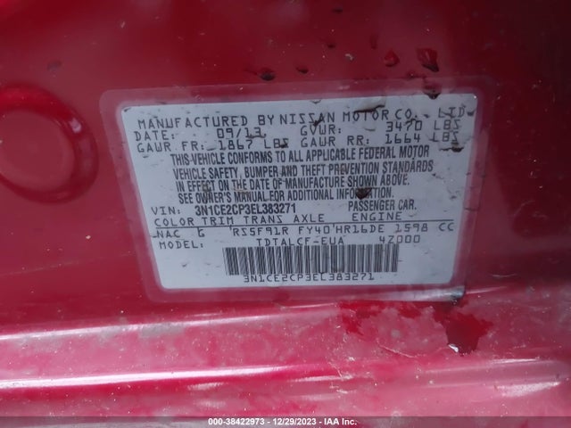 2014 NISSAN VERSA NOTE S (SR) VIN: 3N1CE2CP3EL383271