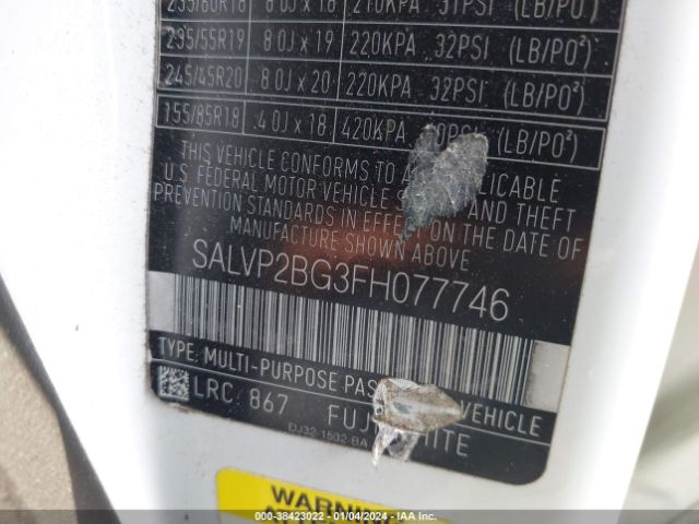 SALVP2BG3FH077746 Land Rover Range Rover Evoque Pure