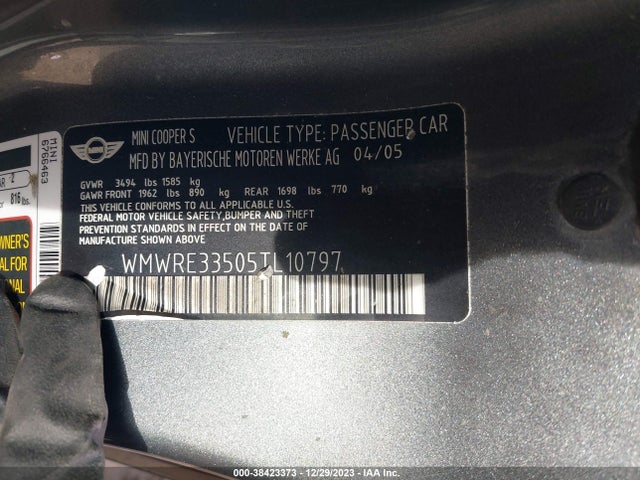 2005 MINI COOPER S WMWRE33505TL10797 Photo 8