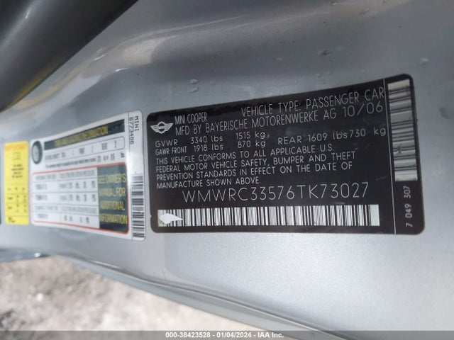 2006 MINI COOPER WMWRC33576TK73027 Photo 8