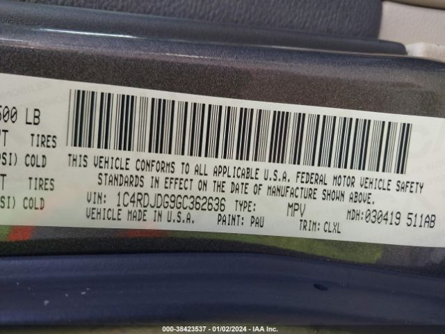 1C4RDJDG9GC362636 Dodge DURANGO LIMITED