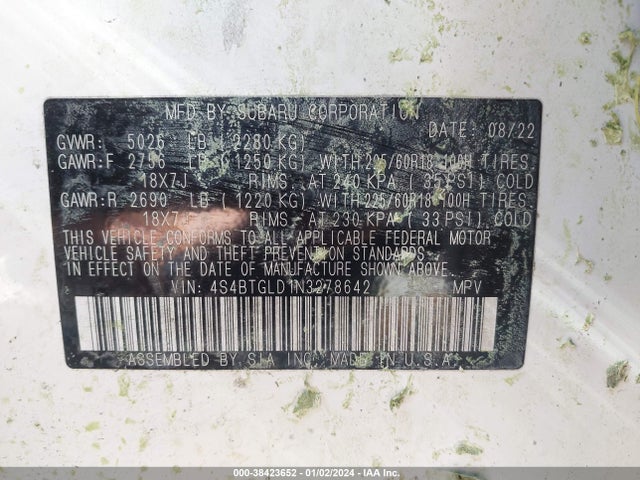 Subaru Outback Onyx Edition Xt 2022 4S4BTGLD1N3278642 Image 9