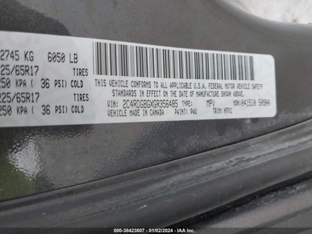 2C4RDGBGXGR356485 Dodge Grand Caravan American Value Pkg
