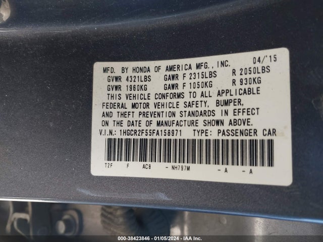 Honda Accord Sport 2015 1HGCR2F55FA158971 Image 9