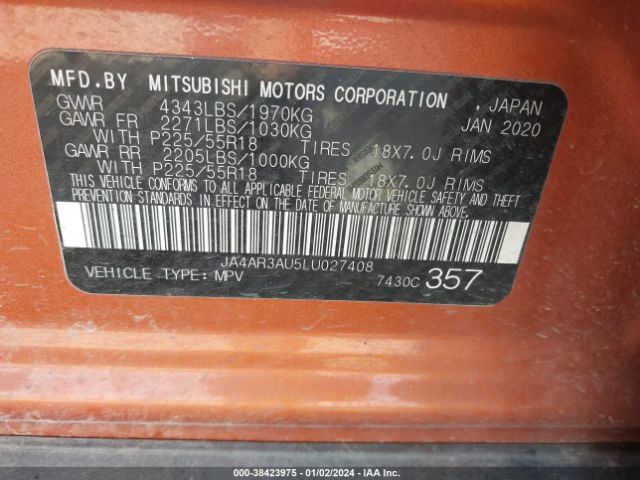 JA4AR3AU5LU027408 Mitsubishi Outlander Sport 2.0 Es Awc