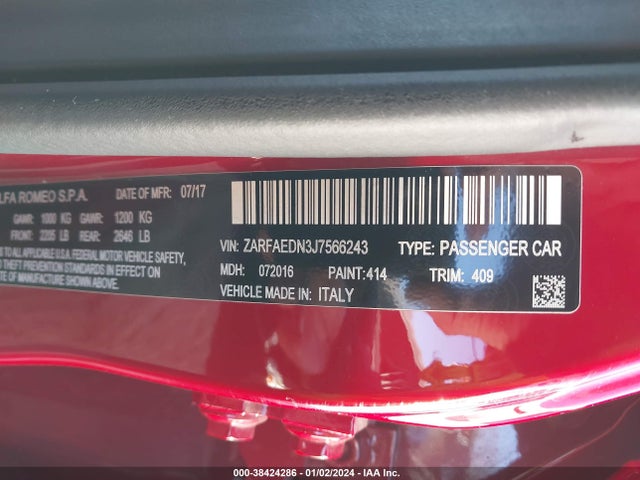 ZARFAEDN3J7566243 Alfa Romeo Giulia Awd