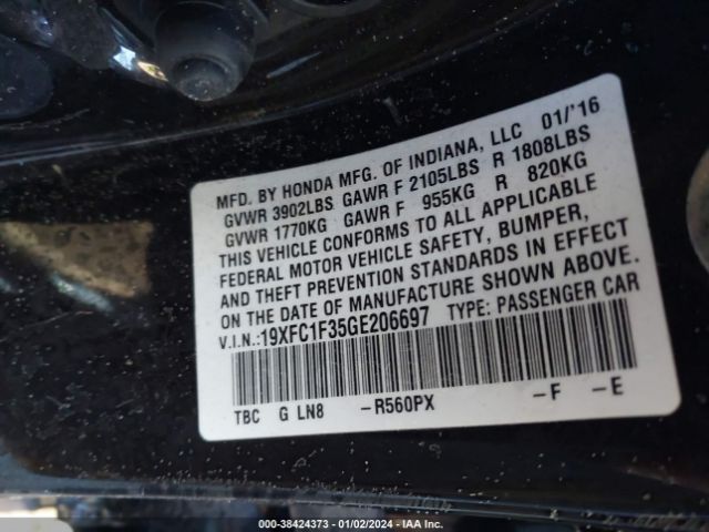 19XFC1F35GE206697 Honda Civic Ex-t
