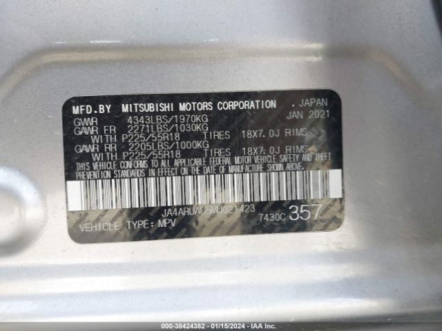 JA4ARUAU5MU021423 Mitsubishi Outlander Sport 2.0 Be Awc/2.0 Es Awc/2.0 Le Awc/2.0 Se Awc