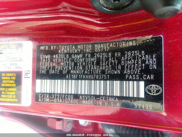 Toyota CAMRY LE 2017 4T1BF1FK4HU783751 Image 9