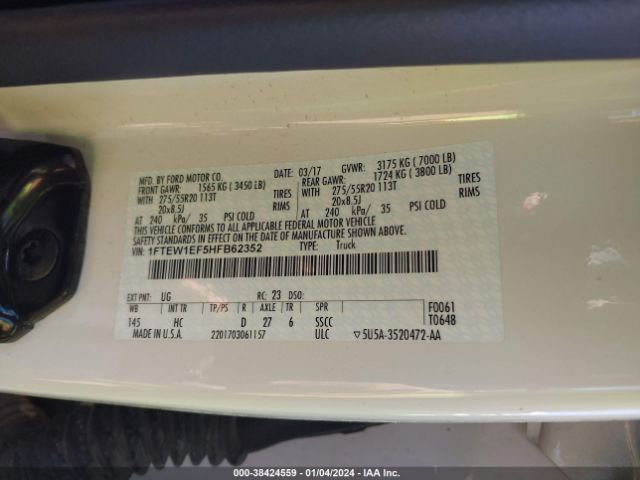 2017 FORD F-150 1FTEW1EF5HFB62352 Photo 8