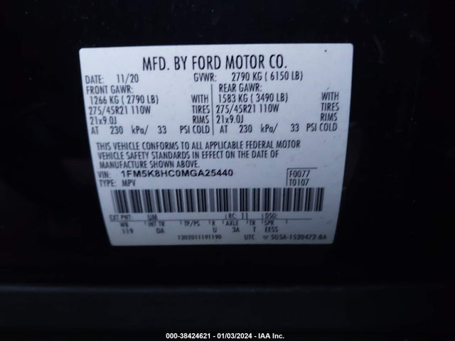 Ford Explorer Platinum 2021 1FM5K8HC0MGA25440 Image 9