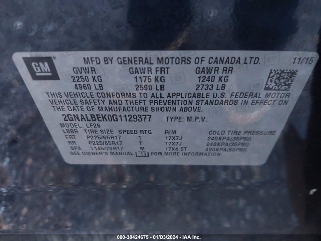 Chevrolet EQUINOX LS 2016 2GNALBEK0G1129377 Image 9