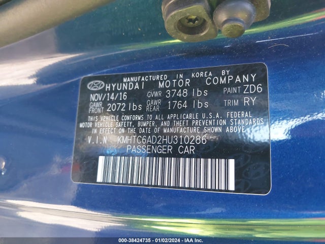 Hyundai Veloster 2017 KMHTC6AD2HU310286 Image 9