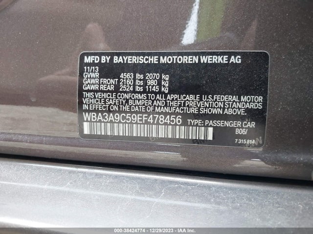 BMW 335i 2014 WBA3A9C59EF478456 Image 9