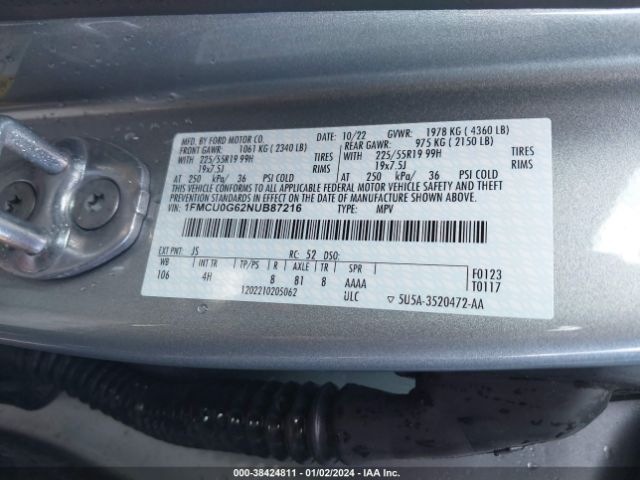 1FMCU0G62NUB87216 Ford ESCAPE SE