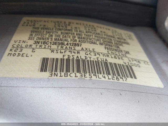 2009 NISSAN VERSA 1.8S VIN: 3N1BC13E59L412897
