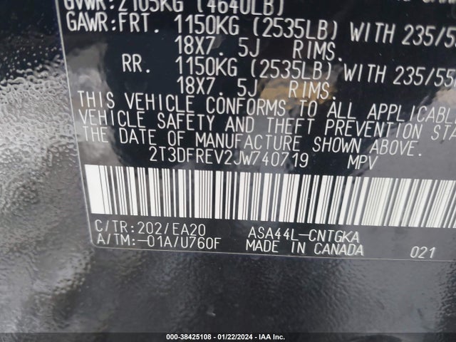 Toyota Rav4 Limited 2018 2T3DFREV2JW740719 Image 9