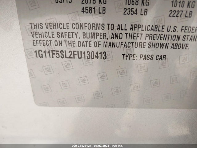 Chevrolet Malibu 1lz 2015 1G11F5SL2FU130413 Image 9