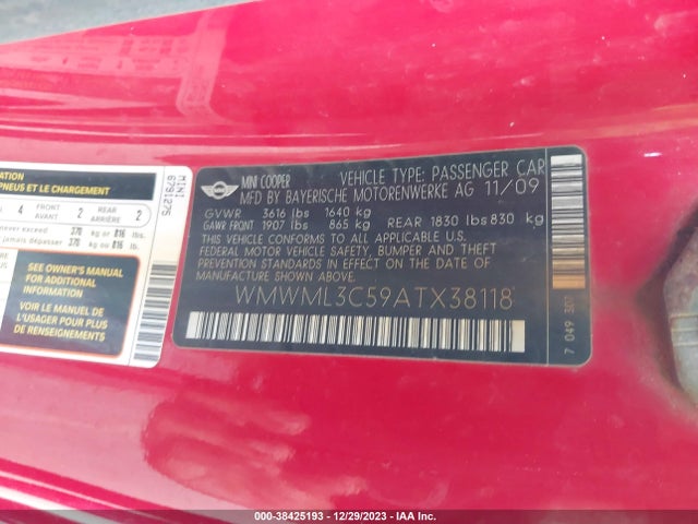 2010 MINI COOPER CLUBMAN WMWML3C59ATX38118 Photo 8
