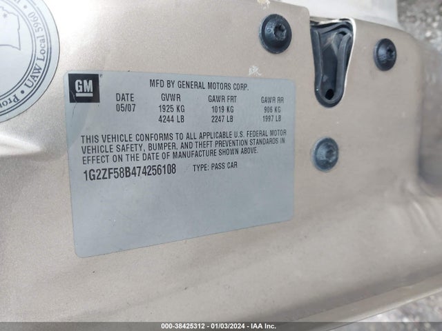 2007 PONTIAC G6 VALUE LEADER VIN: 1G2ZF58B474256108