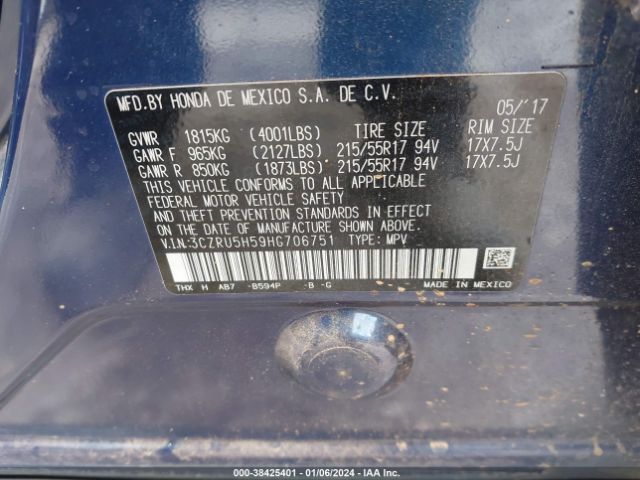 3CZRU5H59HG706751 Honda HR-V EX