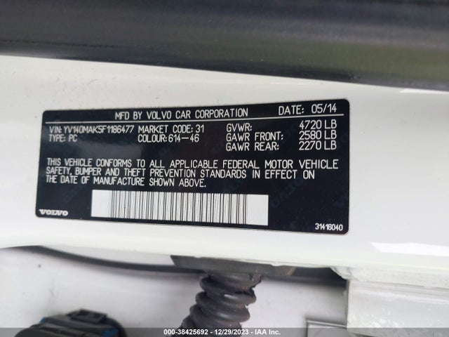 2015 VOLVO S80 T5 VIN: YV140MAK5F1186477