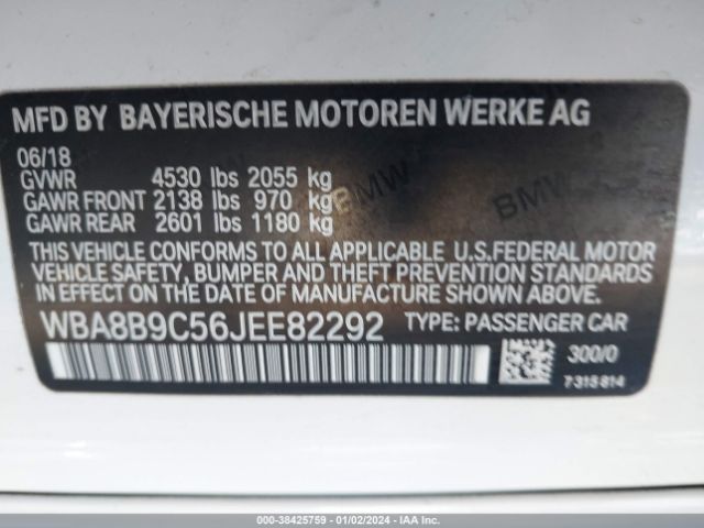 WBA8B9C56JEE82292 BMW 330I