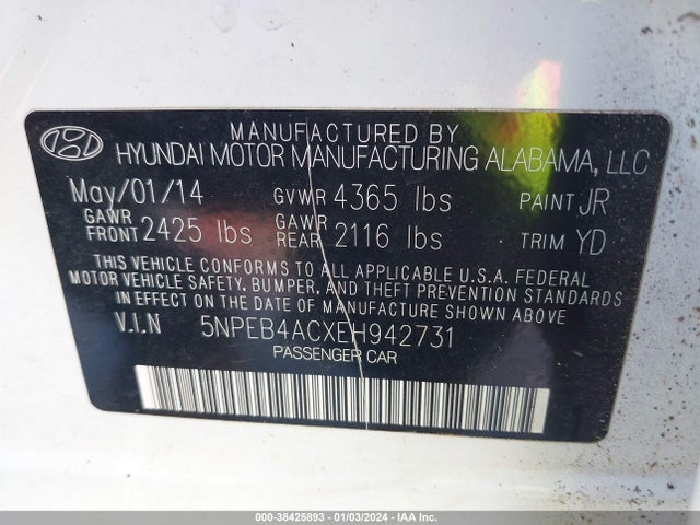 Hyundai SONATA GLS 2014 5NPEB4ACXEH942731 Image 9