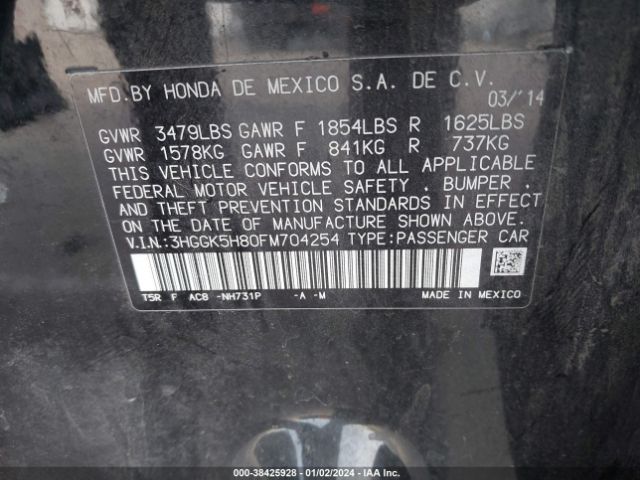 3HGGK5H80FM704254 Honda Fit Ex/ex-l