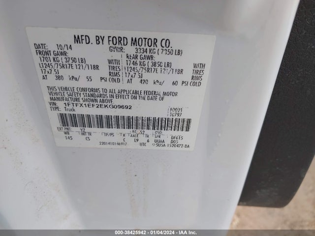 Ford F-150 Xl 2014 1FTFX1EF2EKG09692 Image 9