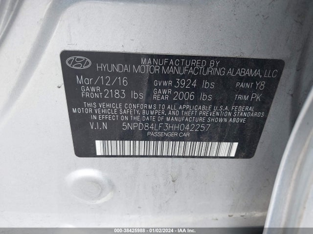 Hyundai ELANTRA SE 2017 5NPD84LF3HH042257 Image 9