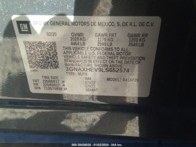 2020 CHEVROLET EQUINOX 3GNAXHEV9LS652574 Photo 8